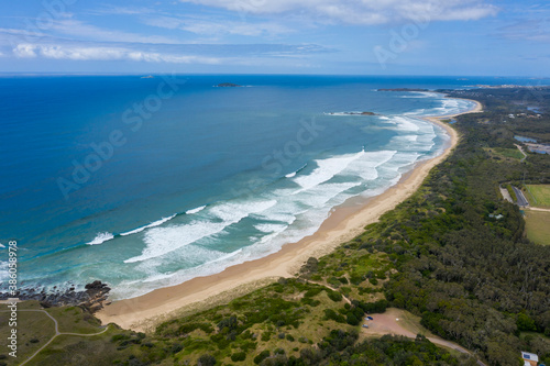 The remote back beach at woolgoolga on the New South Wales, north coast, Australia.