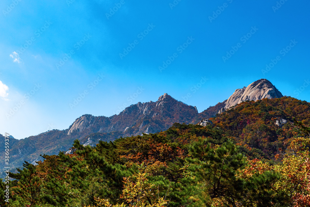 Naklejka premium Autumn of Bukhansan National Park, Seoul Korea