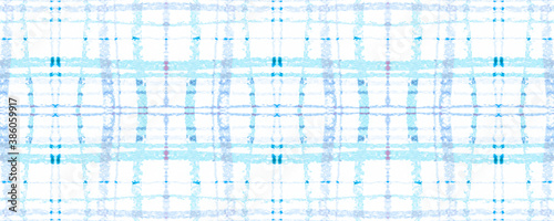 Nautical Blue Plaid. White Watercolour Tartan 