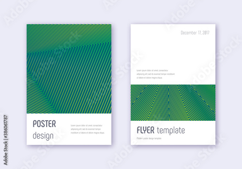 Minimalistic cover design template set. Green abst