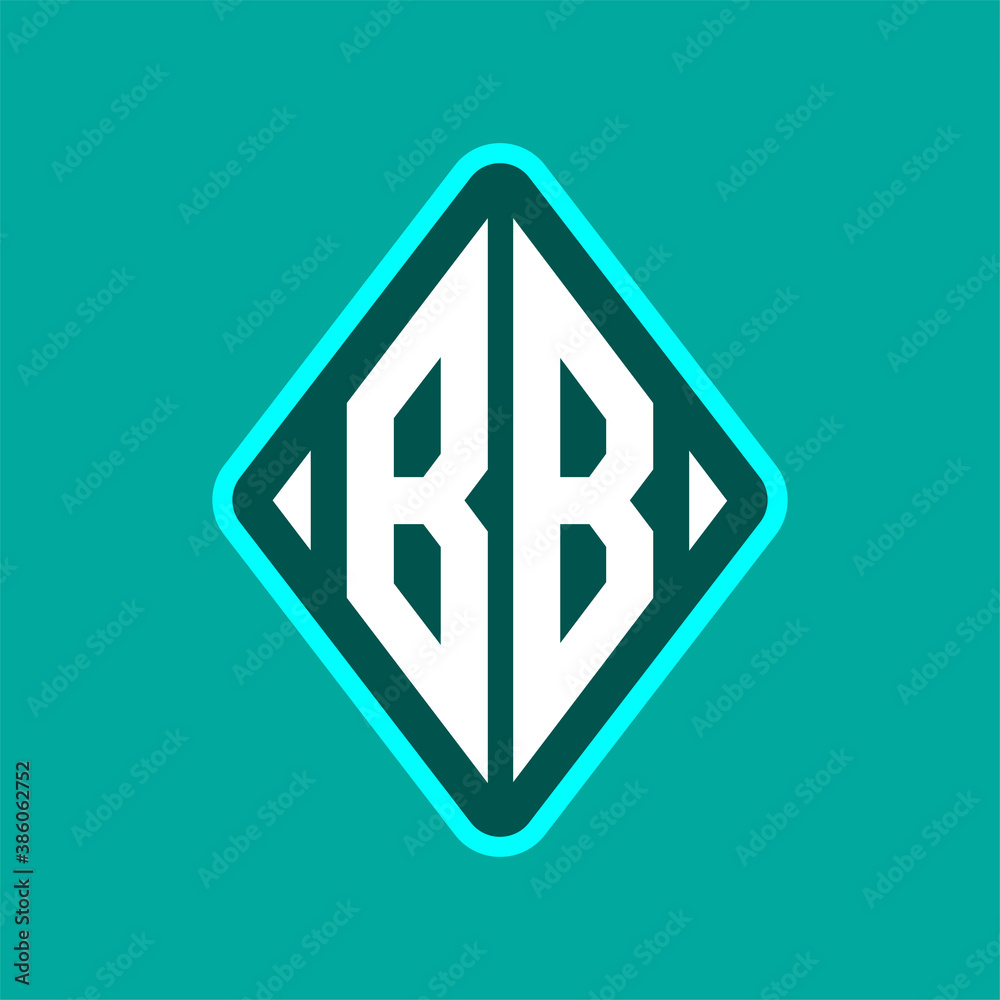 Colored monogram logo curved oval shape initial letter bb logo vector Colored monogram logo curved oval shape initial letter bb logo vector