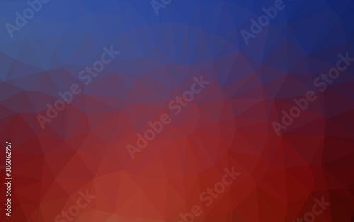 Dark Blue  Red vector polygonal background.