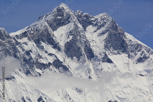 Tableau sur toile Cloudy Lhotse South Face as seen from Everest View Point, Namche Bazaar, Sagarma