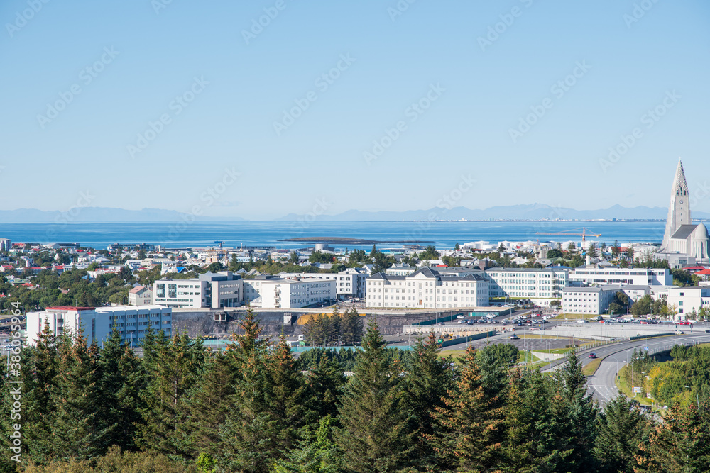 View over city of Reykjavik in Iceland