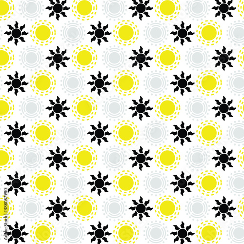 Vector Sun pattern. Seamless cheerful sun pattern for fabric, wallpapers, wrapping paper, cards and web