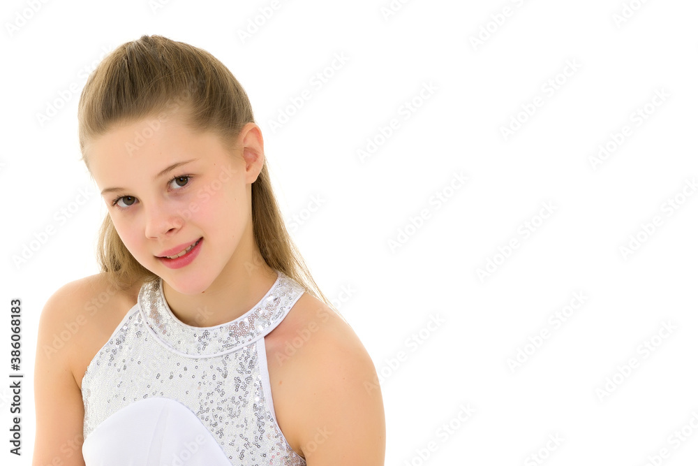 Portrait of a little girl close-up.Isolated on white background. Portrait of a little girl close-up.Isolated on white background.
