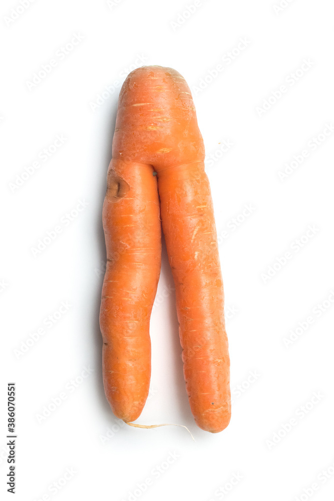 Closeup of strange carrot on white background Closeup of strange carrot on white background