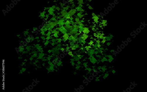 Dark Green vector background with triangles.