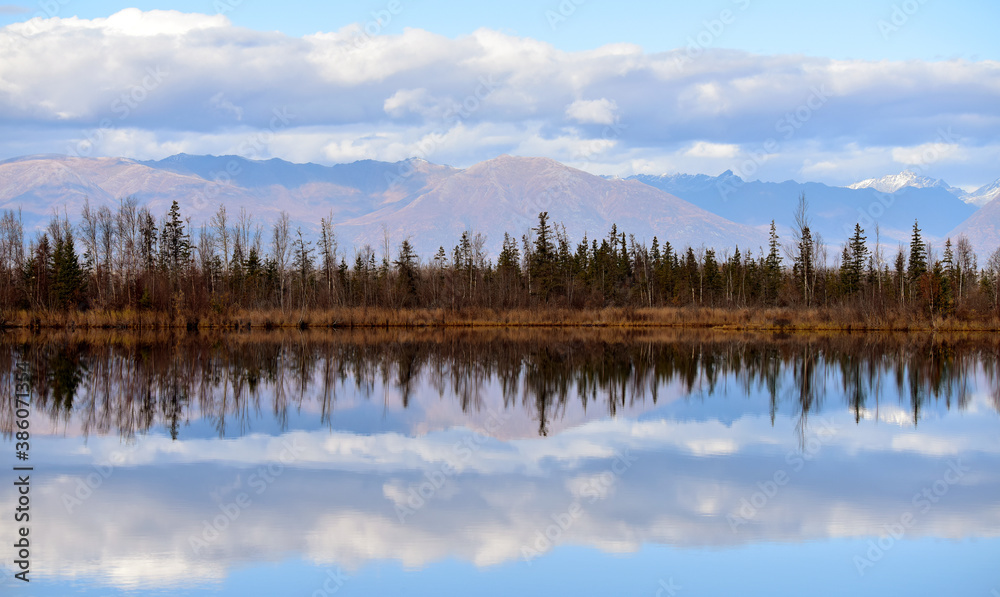 Autumn afternoon on Reflections Lake, Alaska