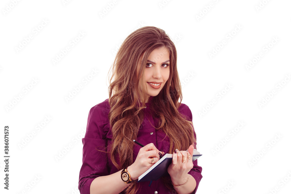 woman with notebook pen in hands taking notes woman with notebook pen in hands taking notes