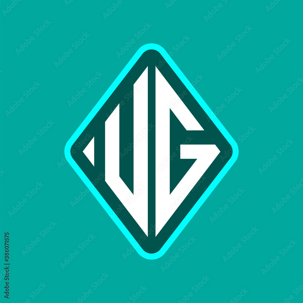 Colored monogram logo curved oval shape initial letter ug logo vector Colored monogram logo curved oval shape initial letter ug logo vector