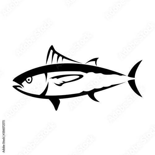 delicious tuna swim from ocean catch by fishermen vector illustration design