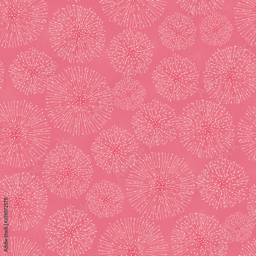 Vector monochrome dark pink touch me not shameplant floral fluff balls seamless pattern. Perfect for fabric, scrapbooking and wallpaper projects.