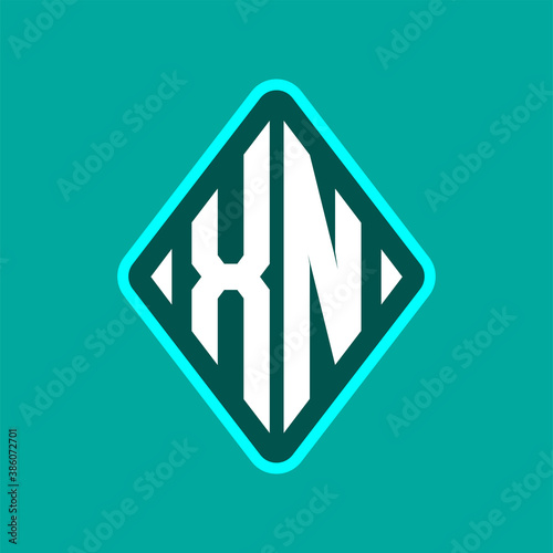 Colored monogram logo curved oval shape initial letter xn logo vector photo