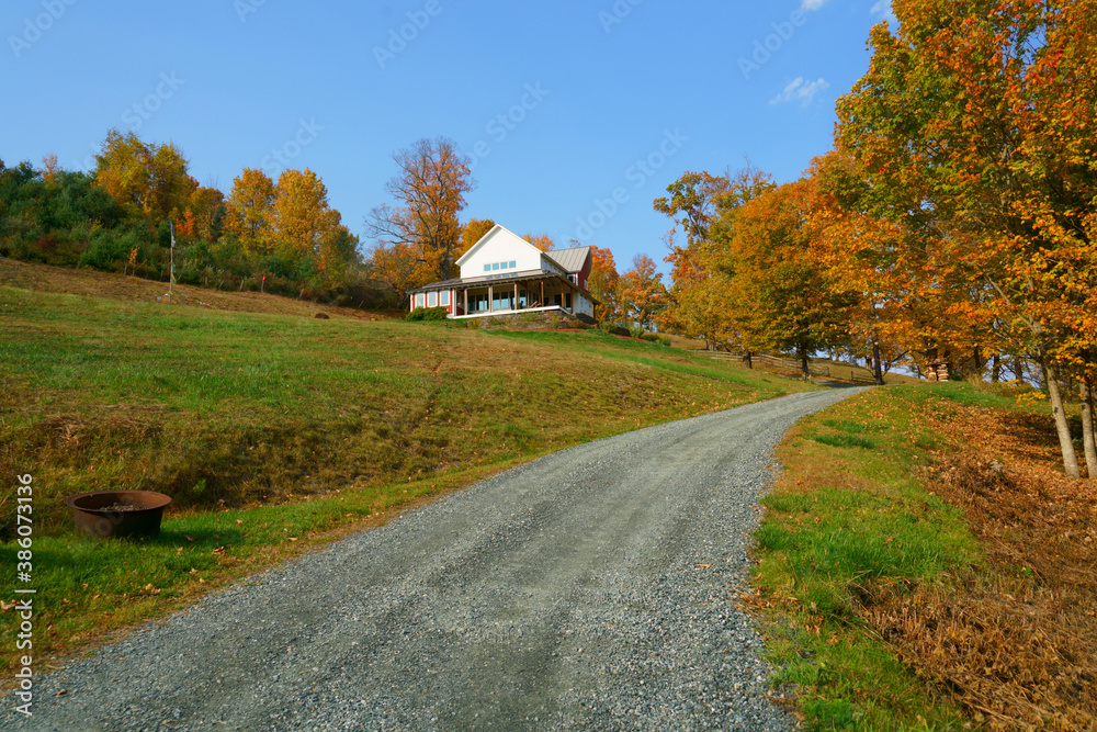 farm house in the autumn farmland farm house in the autumn farmland
