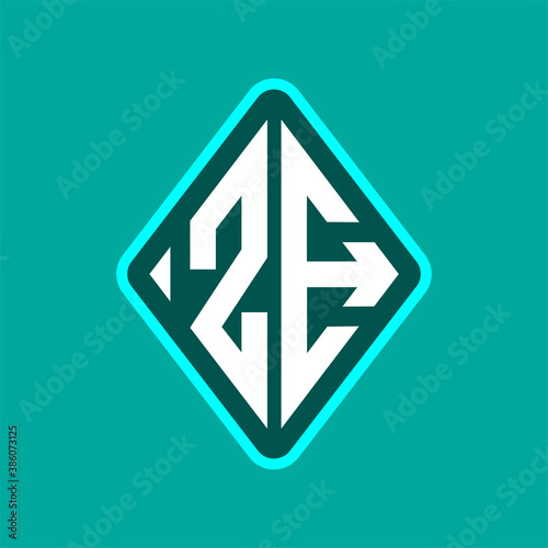 Colored monogram logo curved oval shape initial letter ze logo vector Free Download Colored monogram logo curved oval shape initial letter ze logo vector - GFXLoad