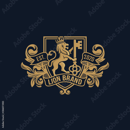 Luxury Golden Royal Lion King logo design inspiration
