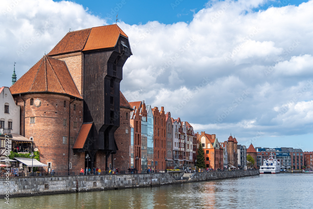 Building and architecture on the Motlawa river in Gdansk Poland
