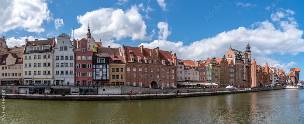 Building and architecture on the Motlawa river in Gdansk Poland