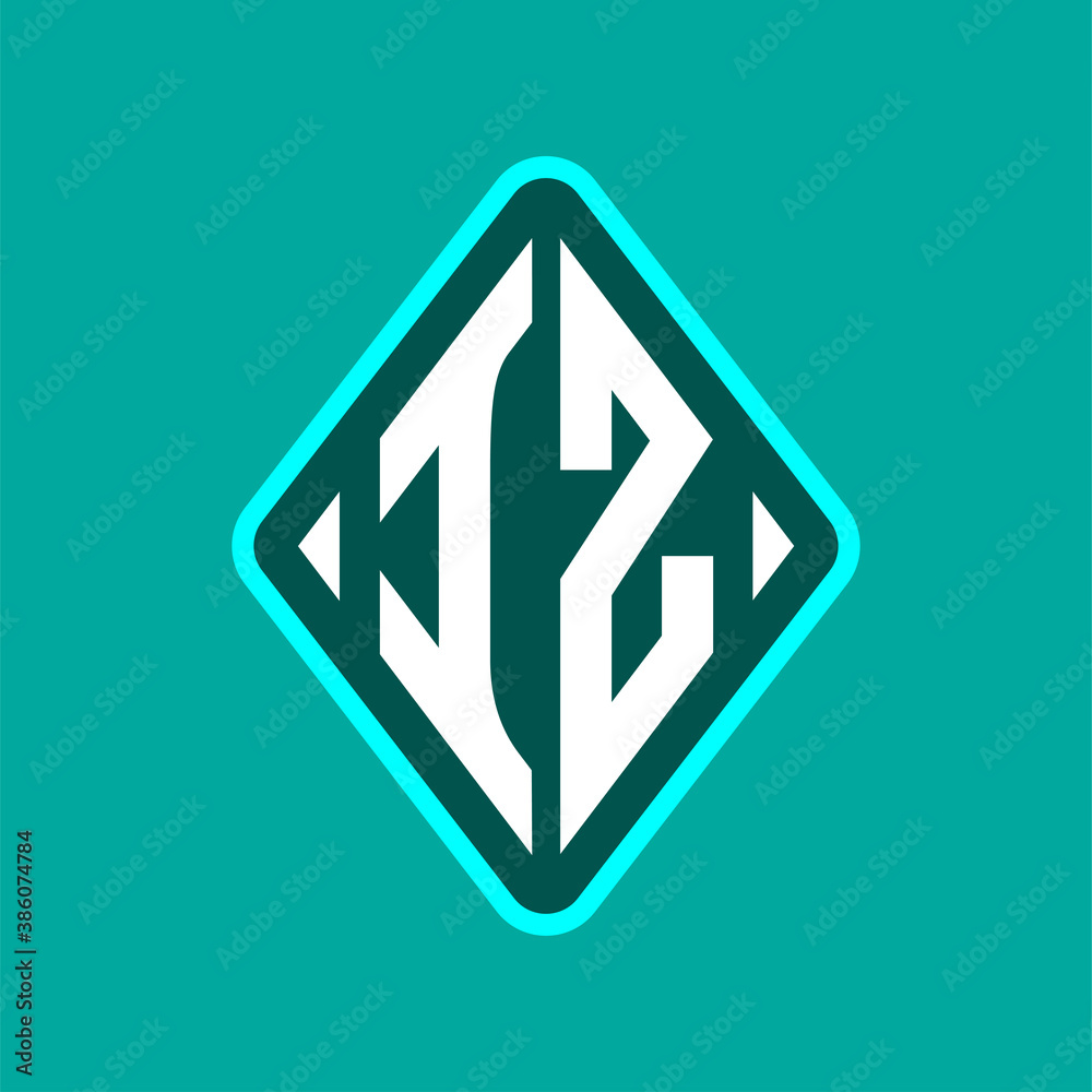 Colored monogram logo curved oval shape initial letter iz logo vector