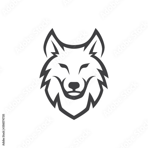 Fotografiet Simple Wolf Head line Art Vector Illustration