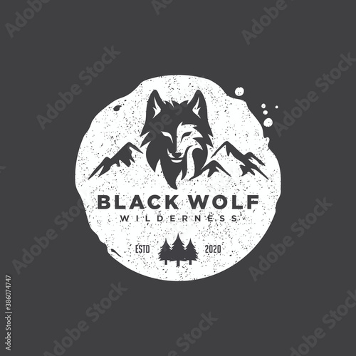 Vintage Wild Wolf Logo Vector Illustration