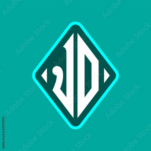 Colored monogram logo curved oval shape initial letter jo logo vector