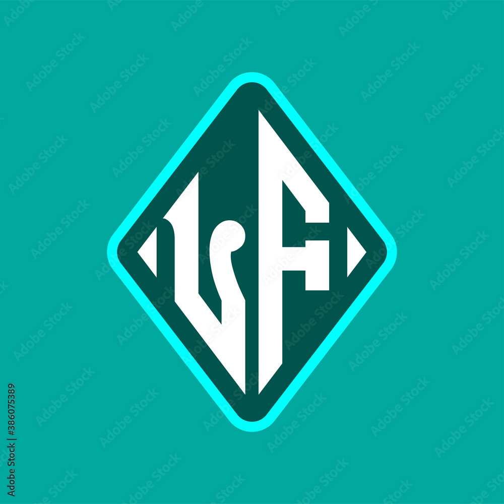 Colored monogram logo curved oval shape initial letter lf logo vector Colored monogram logo curved oval shape initial letter lf logo vector