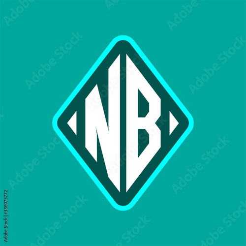 Colored monogram logo curved oval shape initial letter nb logo vector