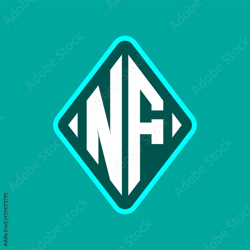 Colored monogram logo curved oval shape initial letter nf logo vector