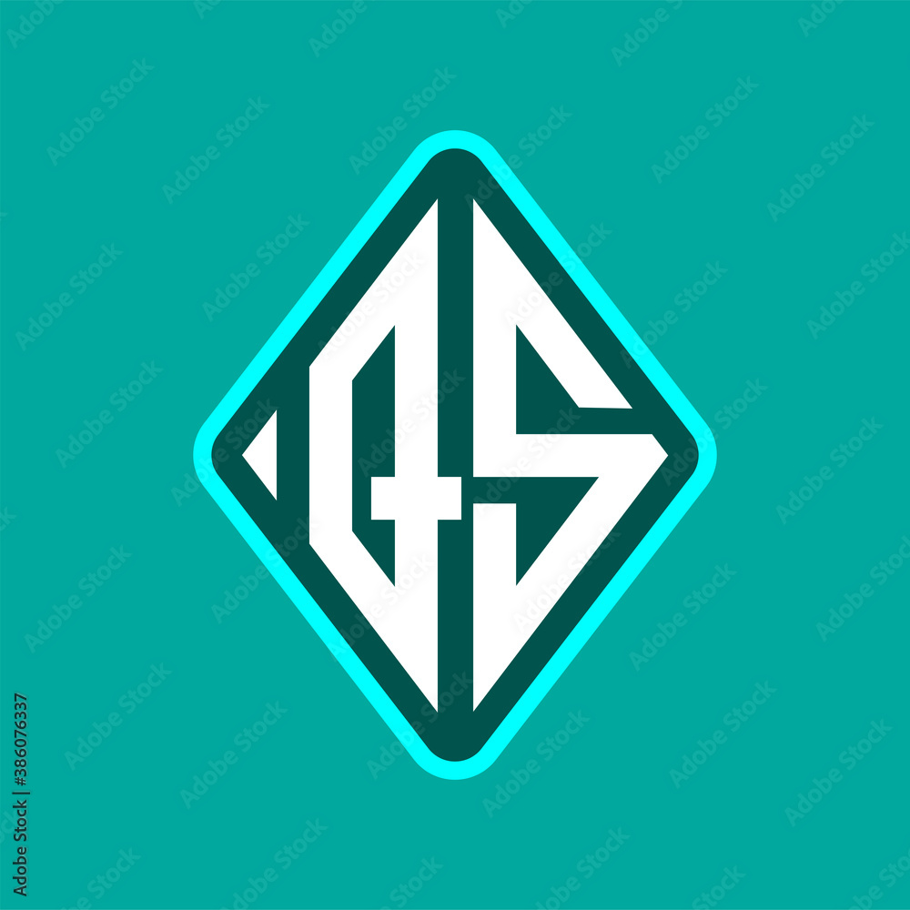 Colored monogram logo curved oval shape initial letter qs logo vector Colored monogram logo curved oval shape initial letter qs logo vector