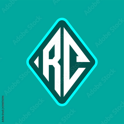 Colored monogram logo curved oval shape initial letter rc logo vector