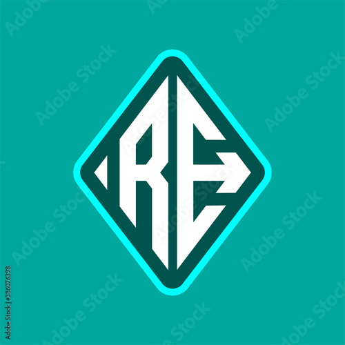 Free Download Colored monogram logo curved oval shape initial letter re logo vector - GFXLoad