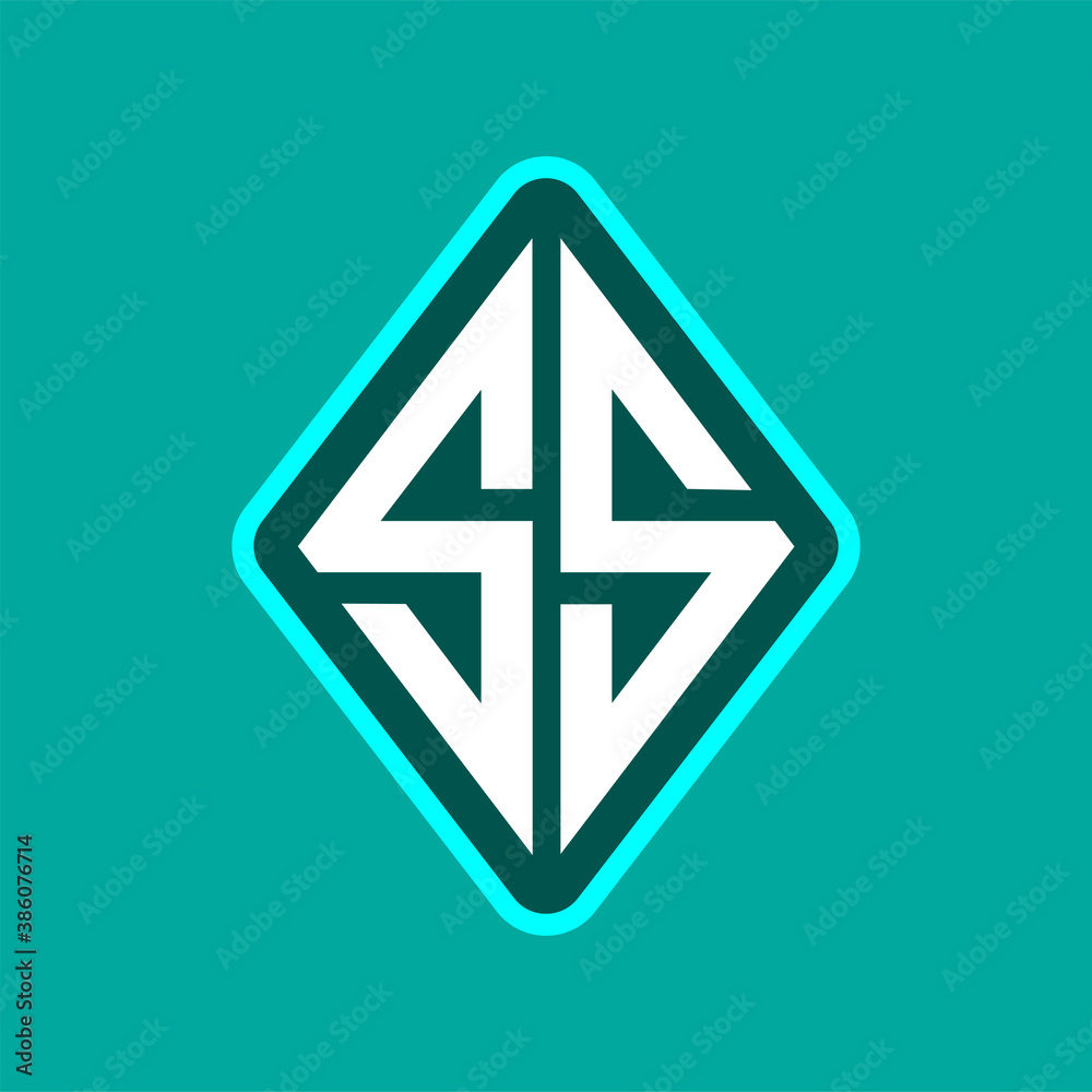 Colored monogram logo curved oval shape initial letter ss logo vector Colored monogram logo curved oval shape initial letter ss logo vector