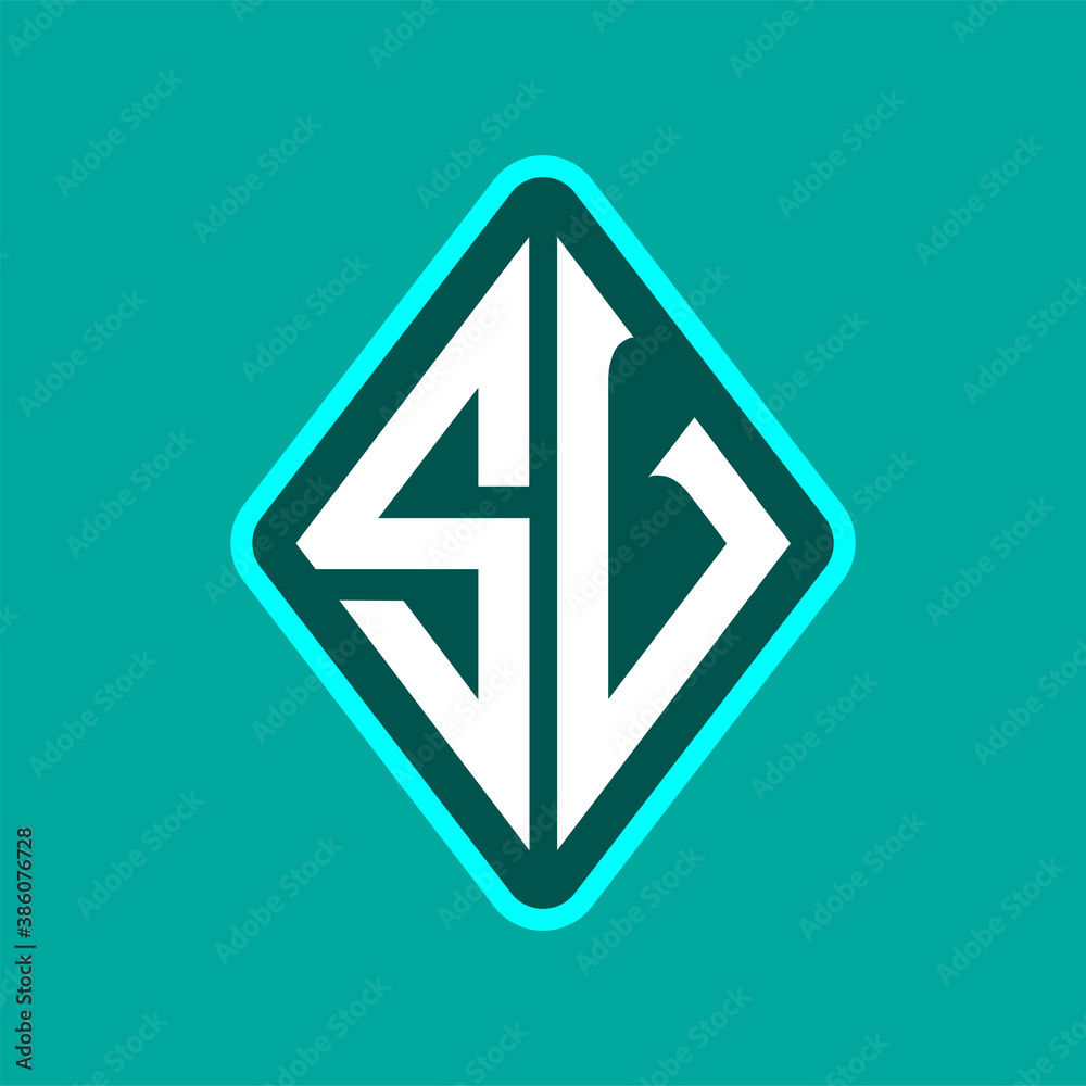Colored monogram logo curved oval shape initial letter sv logo vector