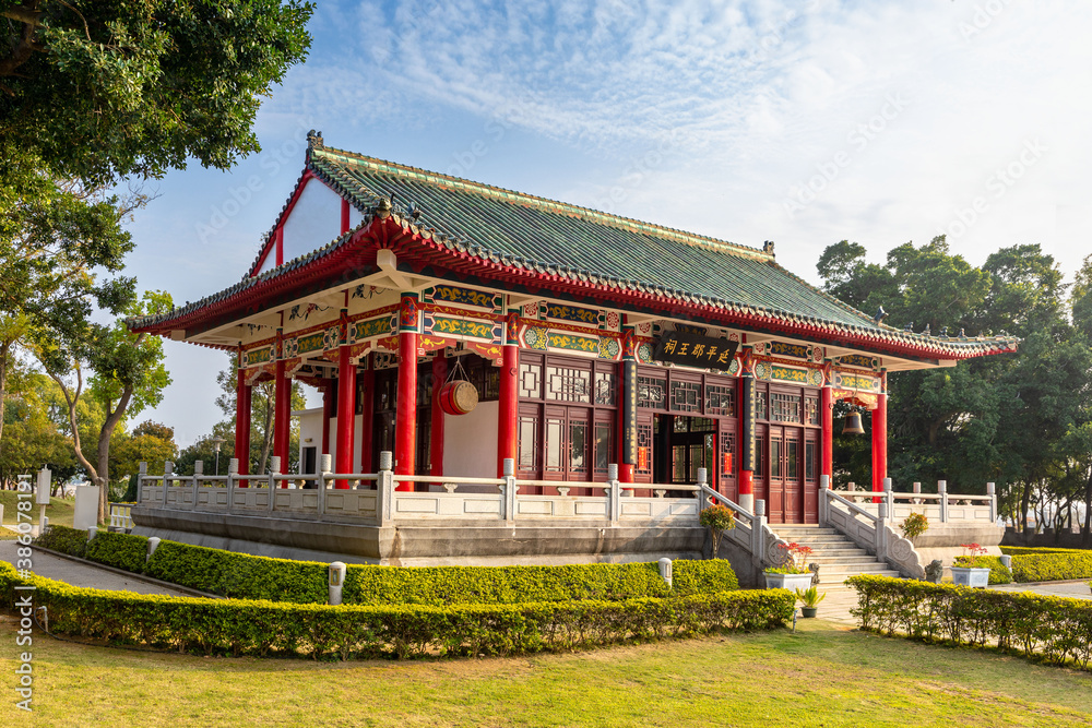 famous temple in Kinmen, Taiwan. The chinese text is