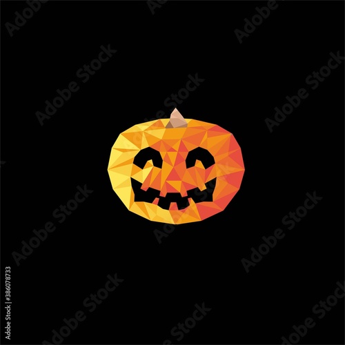 Happy Halloween pumpkin geometric banner background illustration vector