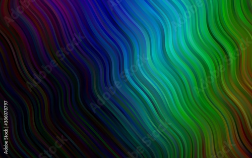 Dark Multicolor, Rainbow vector background with bent ribbons.