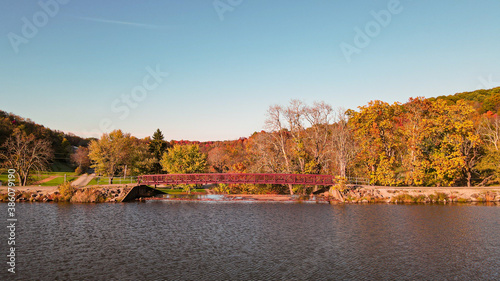 Twin Lakes Latrobe PA Bridge - Aerial Above The Lake photo