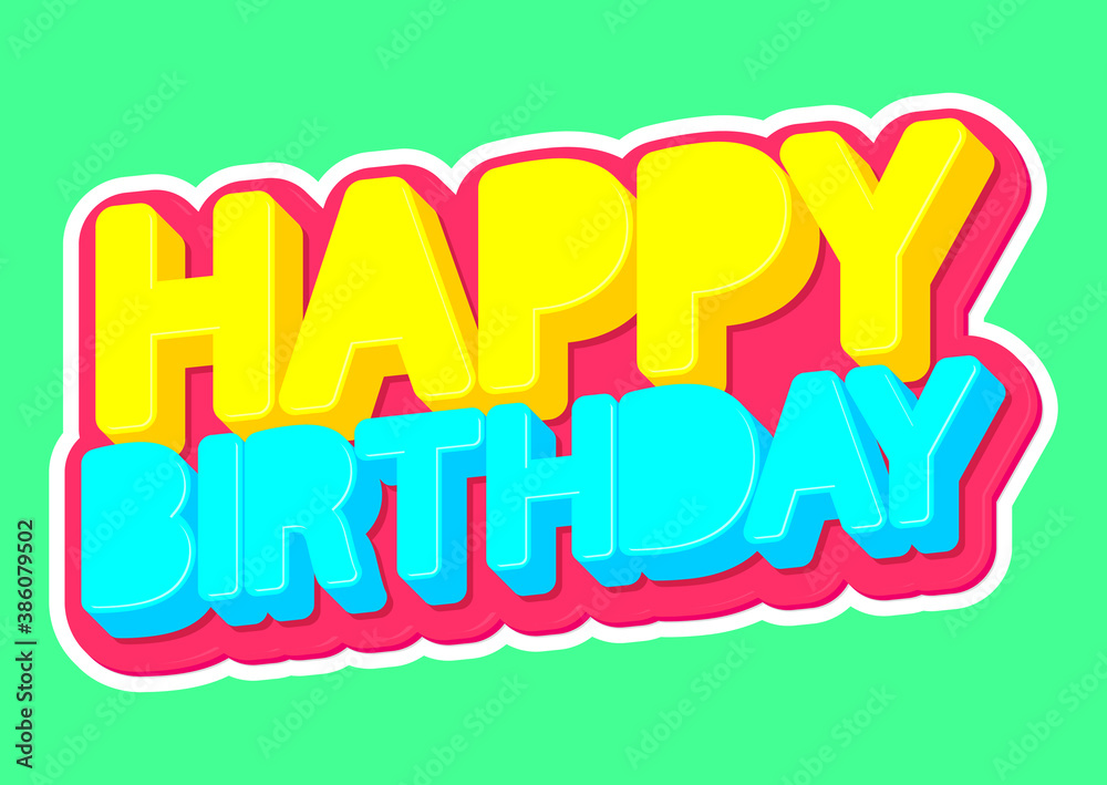 Fototapeta premium Happy Birthday, isolated sticker, words design template, vector illustration