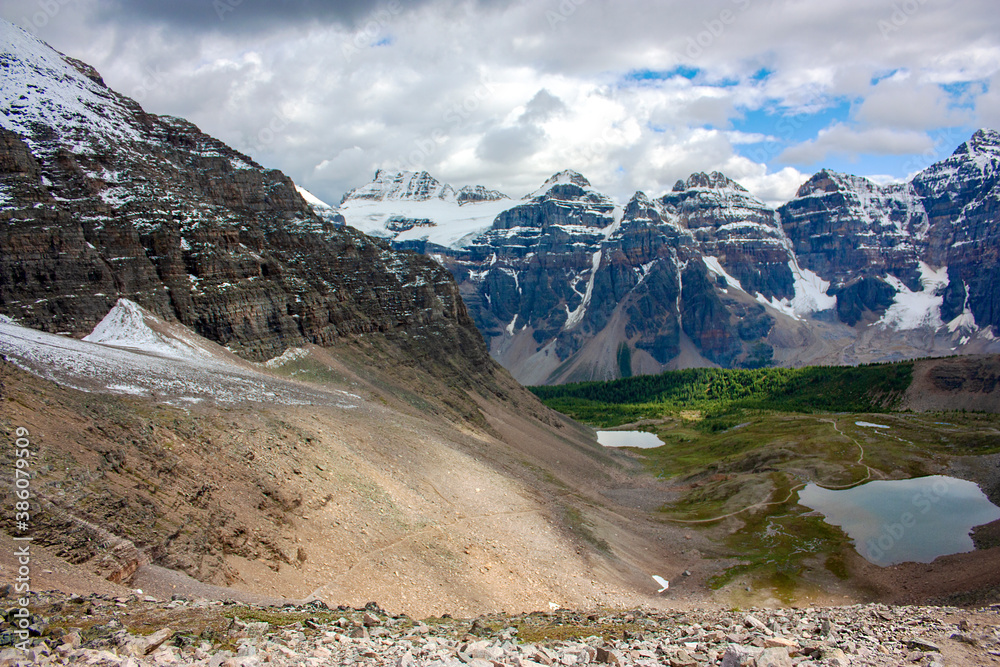 Spectacular scenery from Sentinel Pass, accessible from Lake Moraine, Alberta, Canada