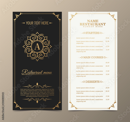 restaurant menu with elegant ornamental style
