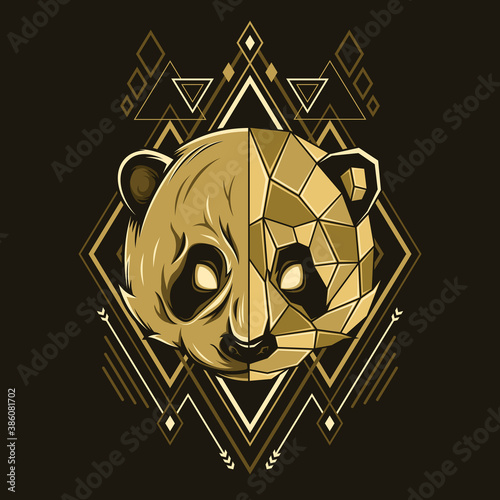 Panda head geometry style illustration