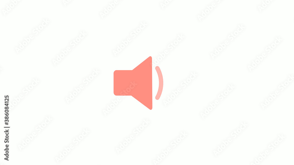 New red light speaker icon on white background, Speaker icon