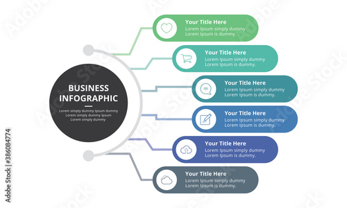 6 step infographics business chart design. Vector illustration Template.