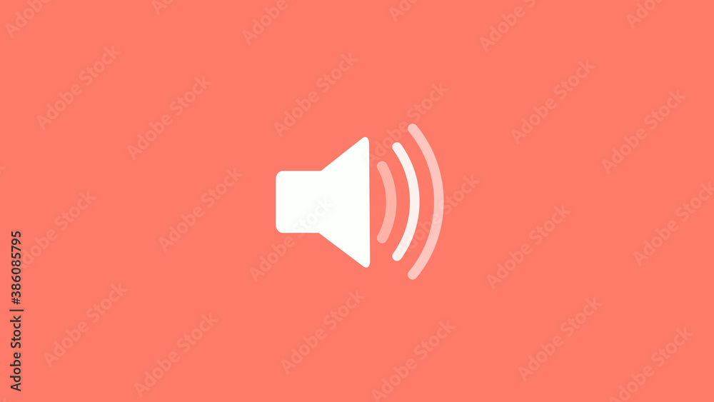 White color speaker icon on red light background, Speaker icon White color speaker icon on red light background, Speaker icon