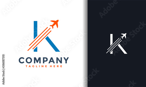 letter K plane flight logo