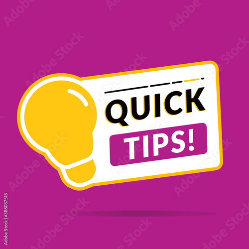 Quick tips icon badge. Top tips advice note icon.Yellow lightbulb icon.advice idea vector banner set.