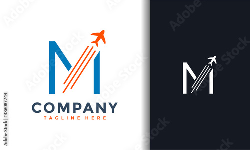 letter M plane flight logo