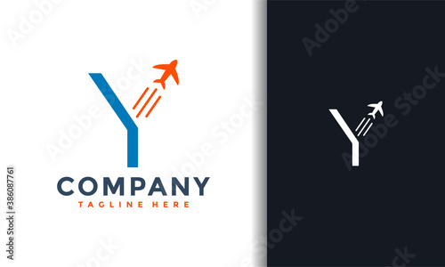 letter Y plane flight logo